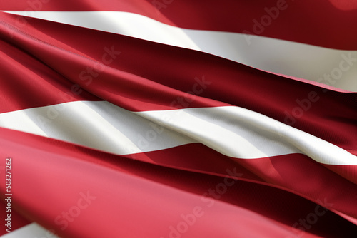 The national flag of Austria from textiles close-up in three versions, soft focus