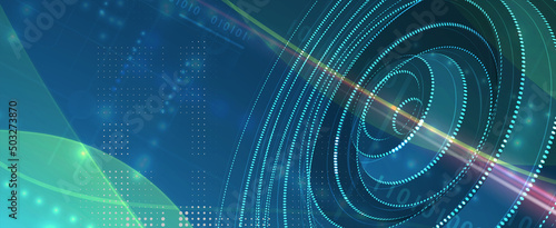 Quantum processing. Deep learning artificial intelligence. Future new technology  for business or science presentation