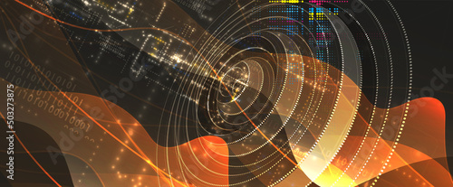 Quantum processing. Deep learning artificial intelligence. Future new technology  for business or science presentation