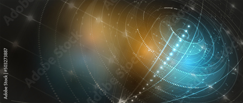Quantum processing. Deep learning artificial intelligence. Future new technology  for business or science presentation