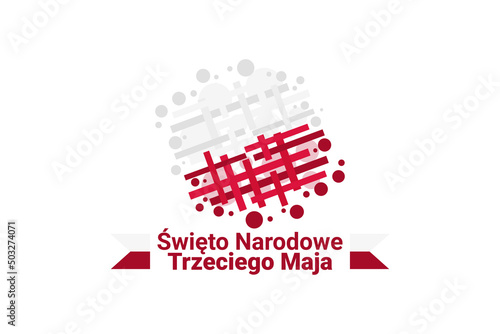 Translation: Third May National Day. Happy National Day of Poland vector illustration. Suitable for greeting card, poster and banner.
