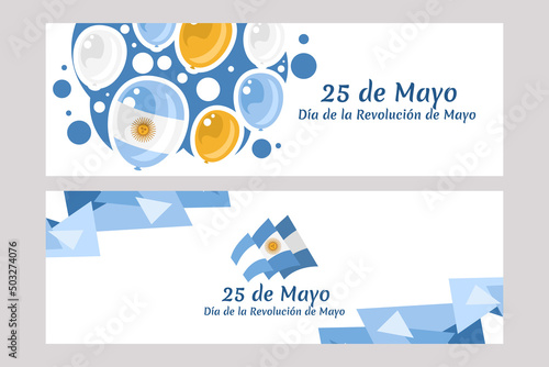Translation: May 25, May Revolution Day. Día de la Revolución de Mayo. May Revolution of Argentina vector illustration. Suitable for greeting card, poster and banner 