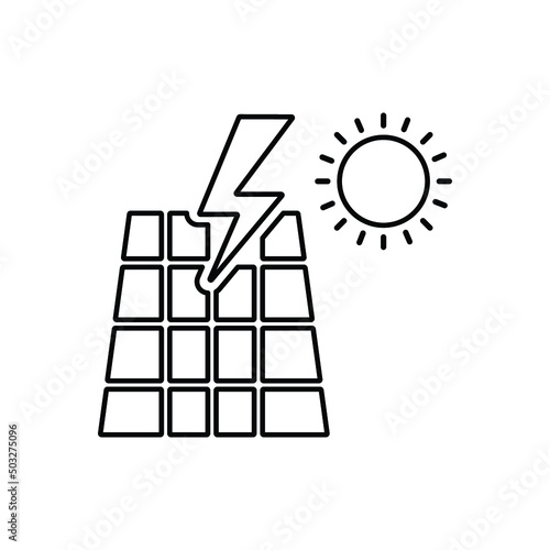 Solar energy icon. Outline vector art.