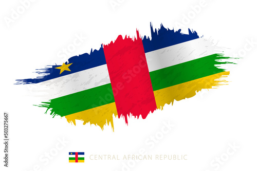 Painted brushstroke flag of Central African Republic with waving effect.