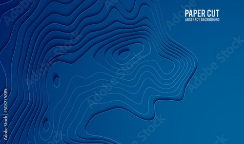 Paper cut banner concept. Paper carve blue gradient for card poster brochure flyer design in blue colors. 3d abstract background