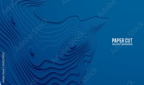 Paper cut banner concept. Paper carve blue gradient for card poster brochure flyer design in blue colors. 3d abstract background