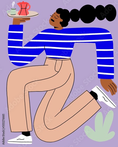 illustration of woman carrying coffee!