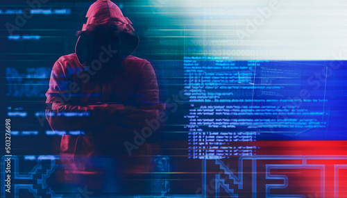 Canvas Print russian hacker  cybe war concept