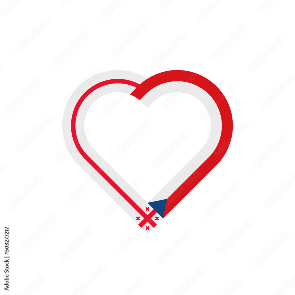 unity concept. heart ribbon icon of georgia and czech republic flags. vector illustration isolated on white background