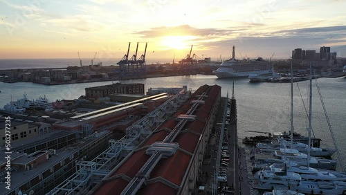 Genova - Porto Antico vista Aerea Liguria Italia photo