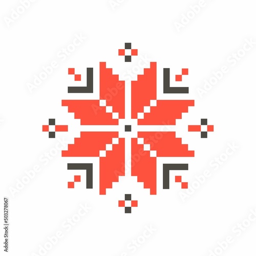Vector geometric ornament. Part of the pattern of Ukrainian traditional embroidery. Symbol, amulet, tattoo, logo, icons. Isolated on a white background.