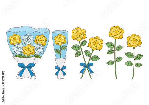 薔薇_黄色_父の日_セット_主線あり