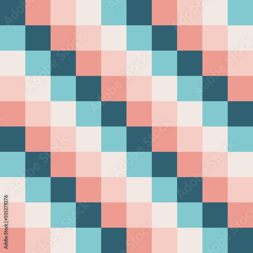 Abstract checkered seamless pattern flat style, vector illustration. Colorful geometric ornament, pink and blue shades. Design for backgrounds, textile, print