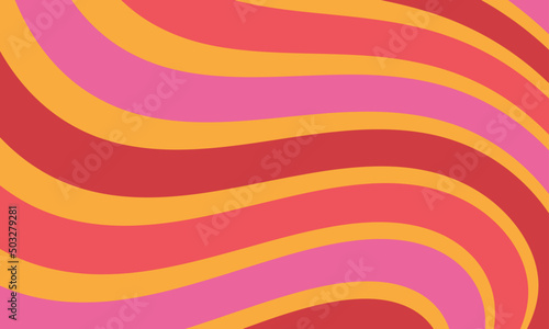 Abstract Vintage Retro 60s 70s Aesthetic Pattern Background 10 - Wavy Wave Shape Vinyl LP Illustration Vector Hippie Wall Decoration Wallpaper Backdrop Texture Interior Rainbow Color Artistic Stripes photo