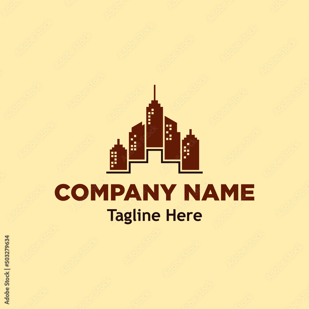 Naklejka premium city building logo simple icon design illustration