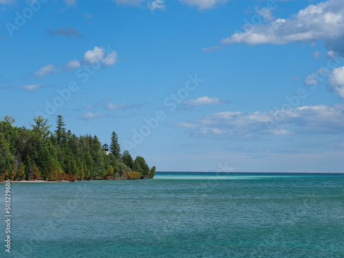 Rocky shoreline of Lake Huron  Michigan