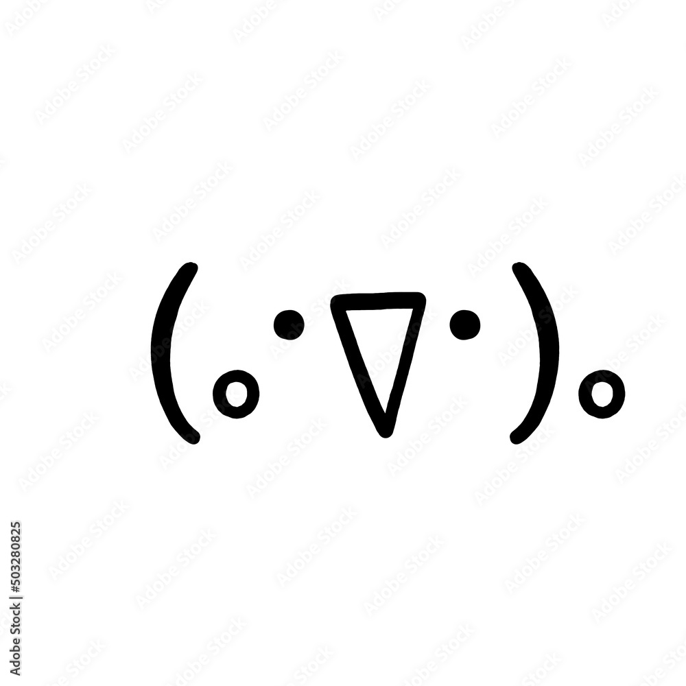 Drawn by hand kaomoji / text japanese emoji. Happy / hug Stock