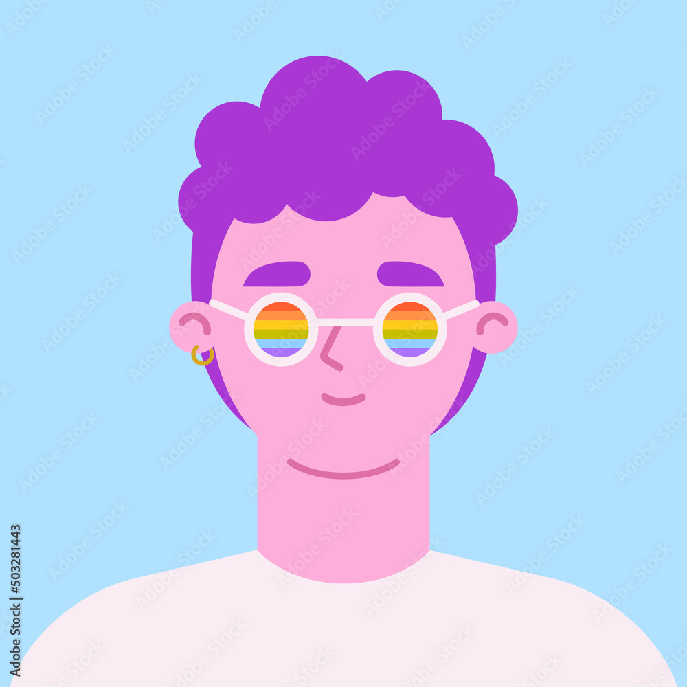 Caucasian male in a LGBTIQ flag sunglasses Caucasian male in a LGBTIQ flag sunglasses