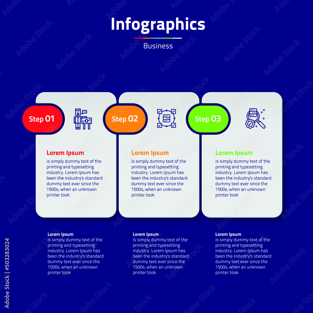 Business infographic process with amazing colors design with icons. Vector illustration