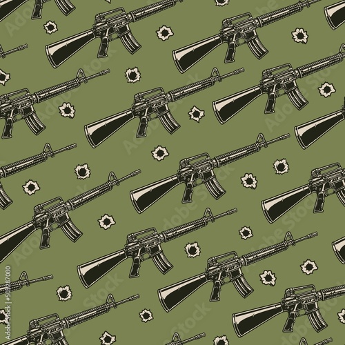 M16 rifle colorful seamless pattern