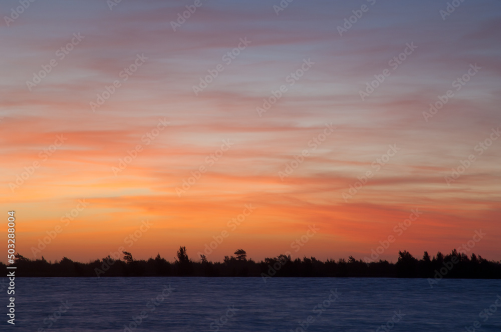 Sunset on the Senegal River. Langue de Barbarie National Park. Saint-Louis. Senegal.