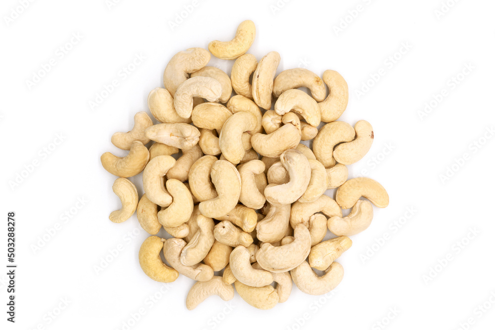 Roasted cashew nut isolated on white background. Roasted cashew nut isolated on white background.