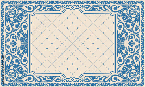 Decorative ornate monochrome retro design blank frame