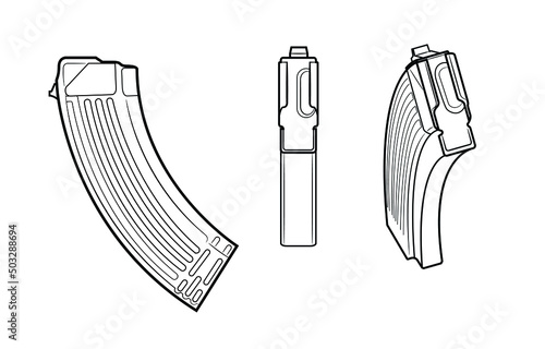 Vector illustration of an assault rifle magazine projections photo