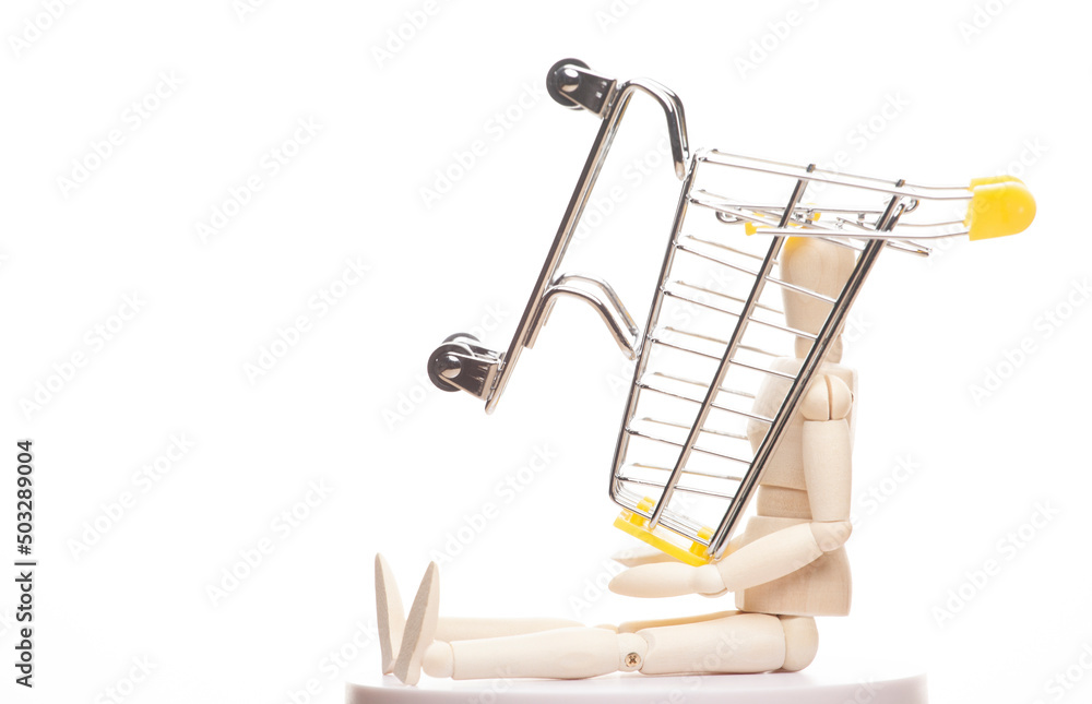 image of wooden figure trolley white background image of wooden figure trolley white background