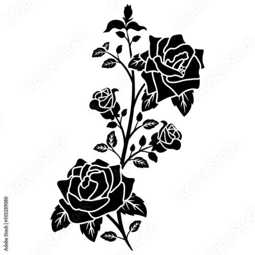silhouette black rose flower decoration