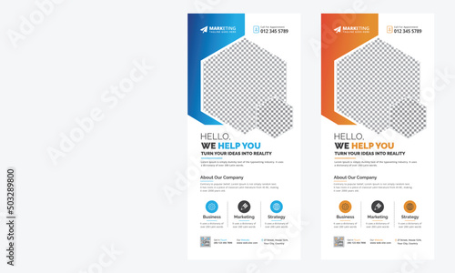Blue and Yellow Gradient Modern Elegant Clean Corporate Business, DL Flyer Rack Card Template Vector Design for Publication, Marketing, Advertisement, Multipurpose Use