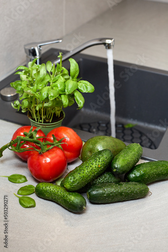 Washed vegetables in the kitchen