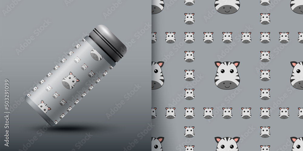 Zebra seamless pattern with bottle Zebra seamless pattern with bottle