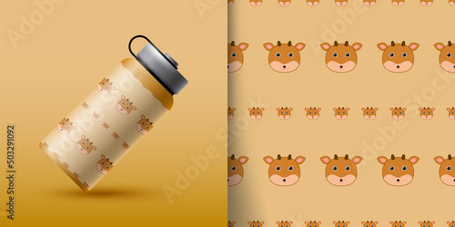 Deer seamless pattern with bottle