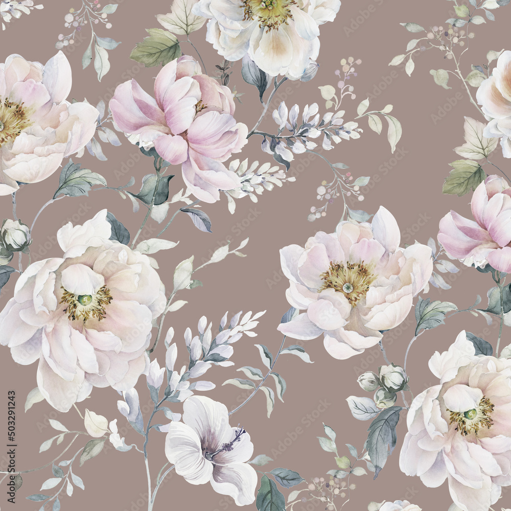 Fototapeta Watercolor flowers illustration