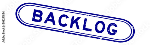 Grunge blue backlog word rubber seal stamp on white background