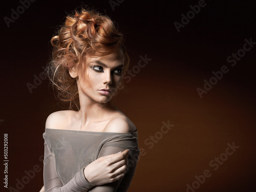 beauty girl with Hair style. Beautiful sensual young woman