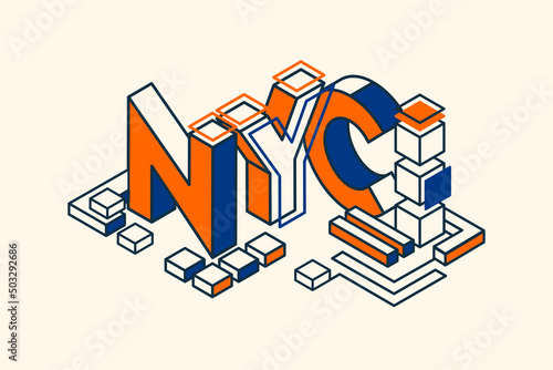 Isometric New York stock vector isometric illustration. Creative retro lettering print for t-shirt, fabric, textile