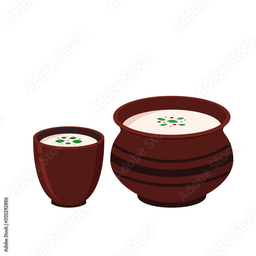 Lassi Indian Drink Hand Drawn Vector. Indian drink.