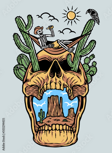 Skull relaxing in the desert
