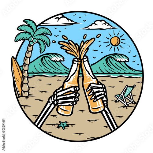 Cheers on the beach illustration