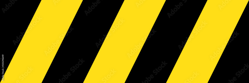 Yellow and Black Caution tape or Barricade tape seamless striped pattern or texture. Vector illustration.