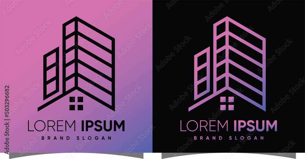 Building logo with creative modern syle Premium Vector