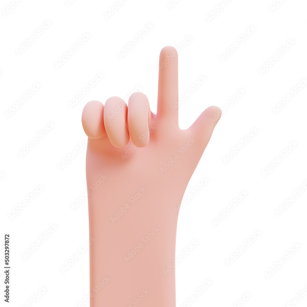 Cartoon hands. Hands raised to count fingers. 3d render illustration with Clipping path. Cartoon hands. Hands raised to count fingers. 3d render illustration with Clipping path.