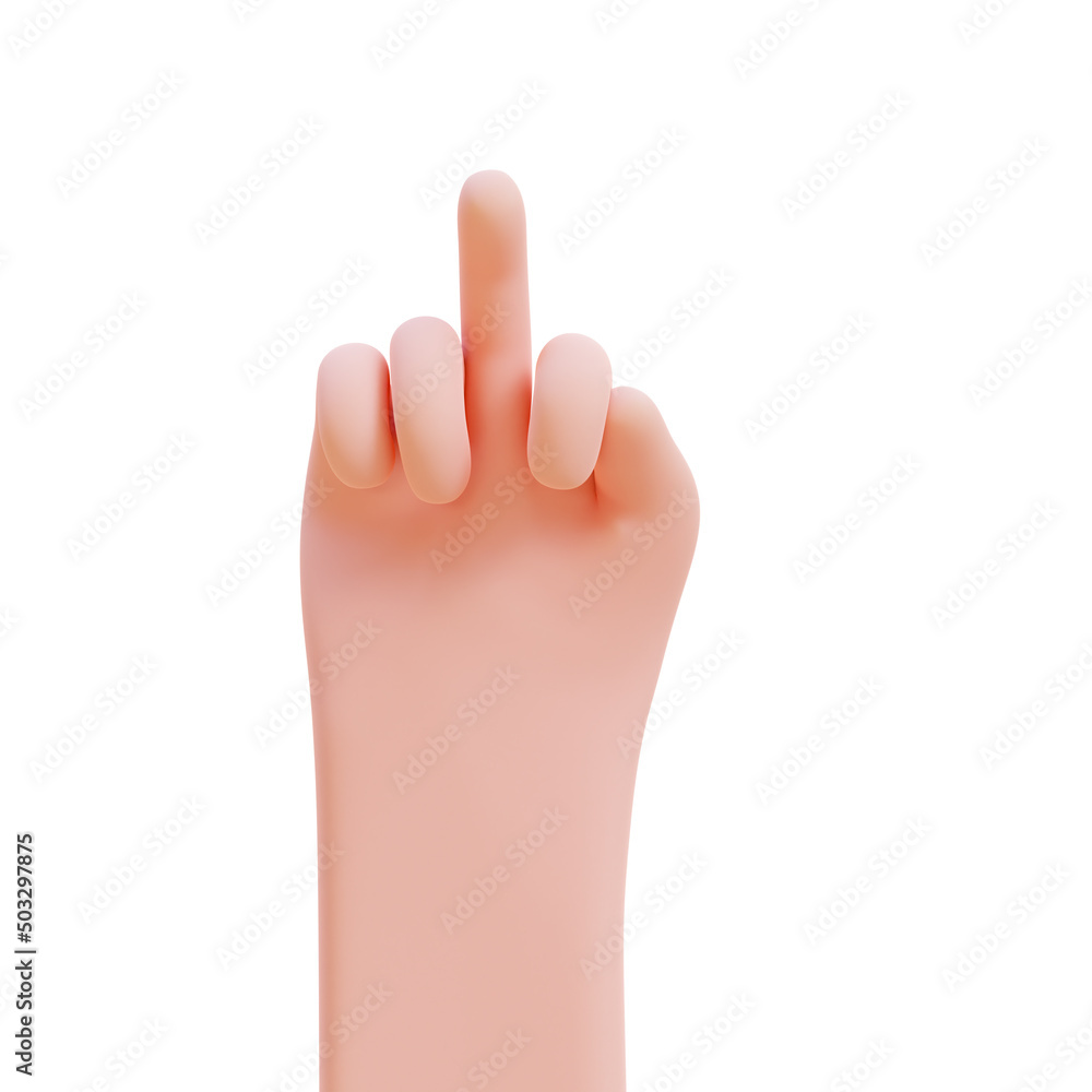 Cartoon hands. Hands raised to count fingers. 3d render illustration with Clipping path. Cartoon hands. Hands raised to count fingers. 3d render illustration with Clipping path.