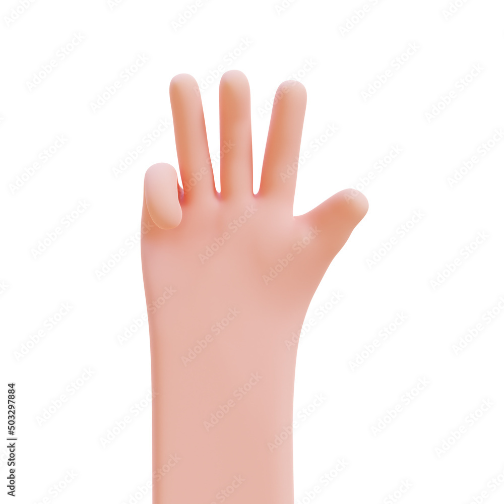 Cartoon hands. Hands raised to count fingers. 3d render illustration with Clipping path. Cartoon hands. Hands raised to count fingers. 3d render illustration with Clipping path.