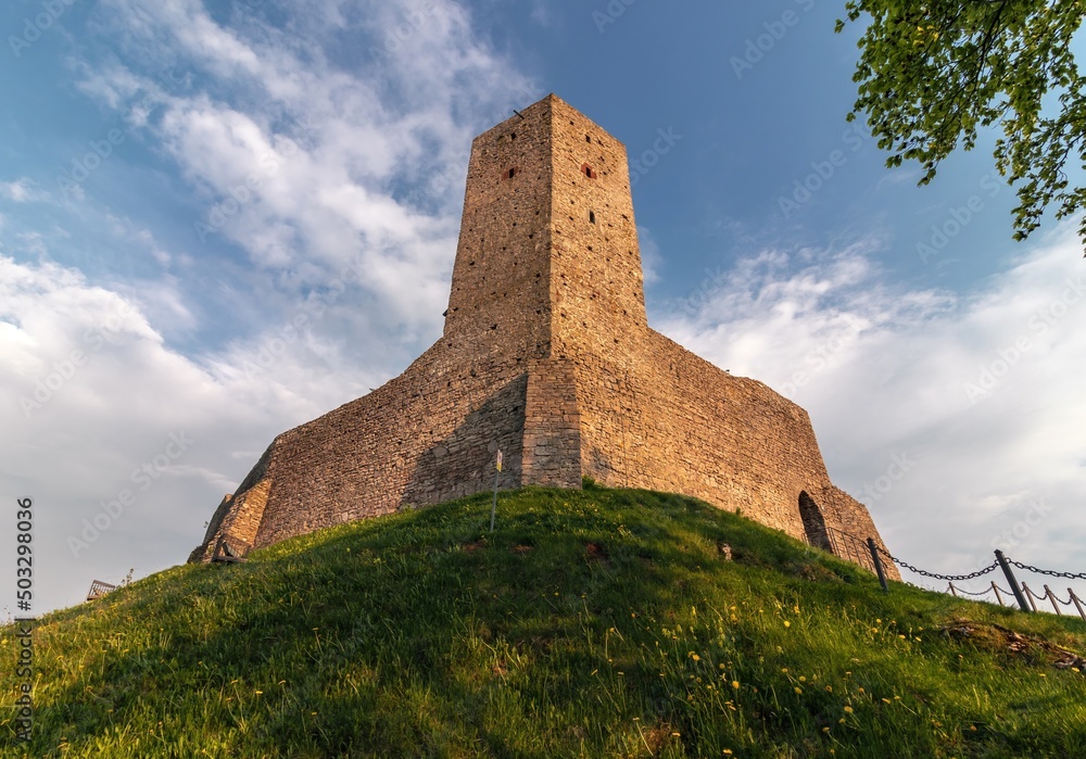 Scenic summer evening landscape of Chęciny Castle (Kielce County, Świętokrzyskie Voivodeship) in Poland