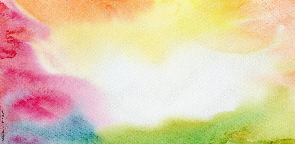 Fototapeta premium Art Abstract watercolor smoke blot painting. Color grain canvas texture horizontal background.