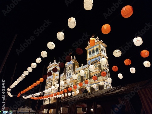 The night over the Feria de abril, Seville, andalusia, spain 