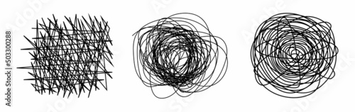 A set of confusing thoughts. Vector. Doodle. Black.